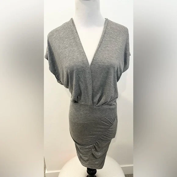 IRO Paris Koany Mini Plunge Neck Grey Stretch Women’s Size XS - Picture 2 of 8